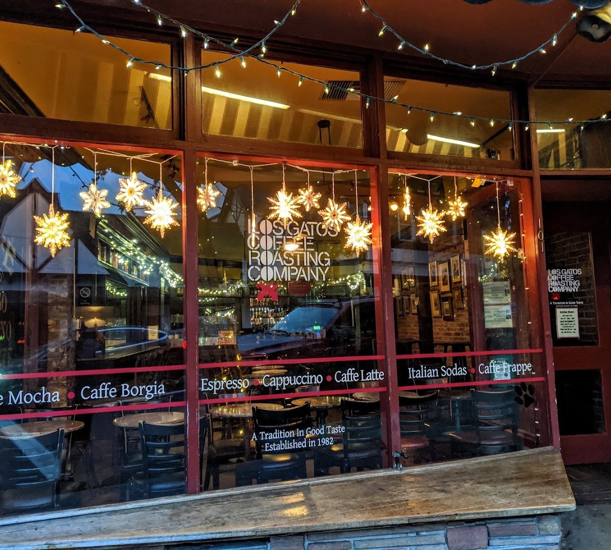 Storefront of Los Gatos Coffee Roasting Company, specialty coffee shop in San Jose