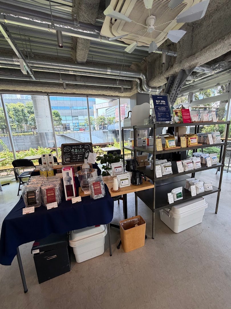 Interior of REC COFFEE Suidobashi, specialty coffee shop in Tokyo
