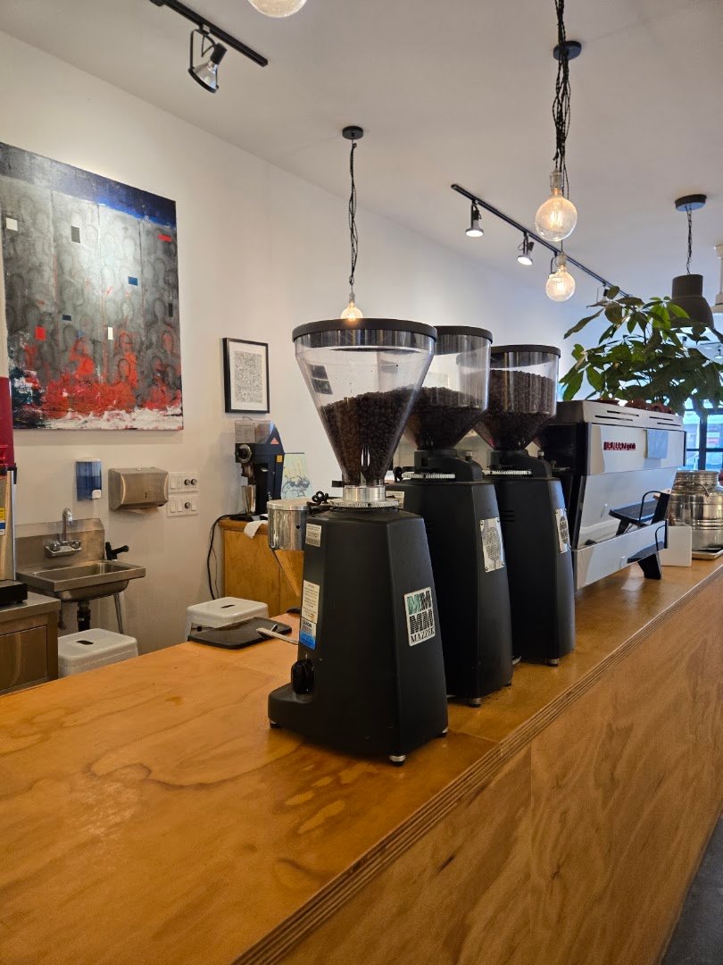 Interior of Zav Coffee Shop and Gallery, specialty coffee shop in Toronto