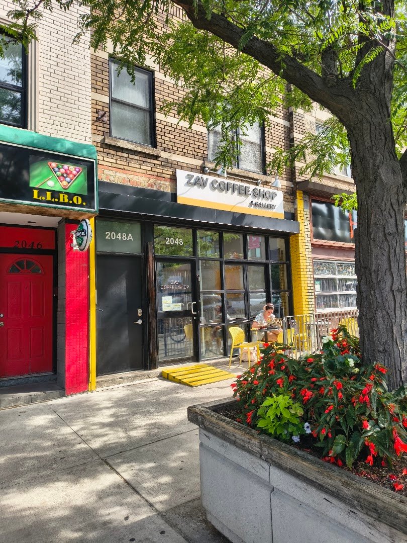 Storefront of Zav Coffee Shop and Gallery, specialty coffee shop in Toronto