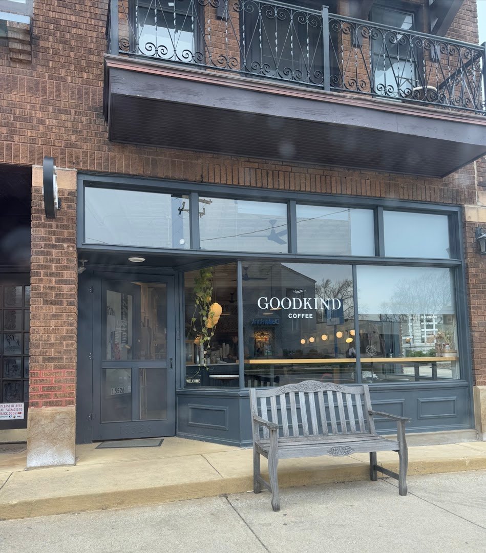 Storefront of Goodkind Coffee, specialty coffee shop in Cleveland