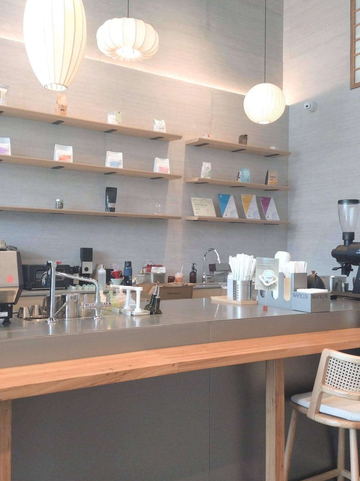 Interior of A.M. COFFEE LABORATORY, specialty coffee shop in Toronto