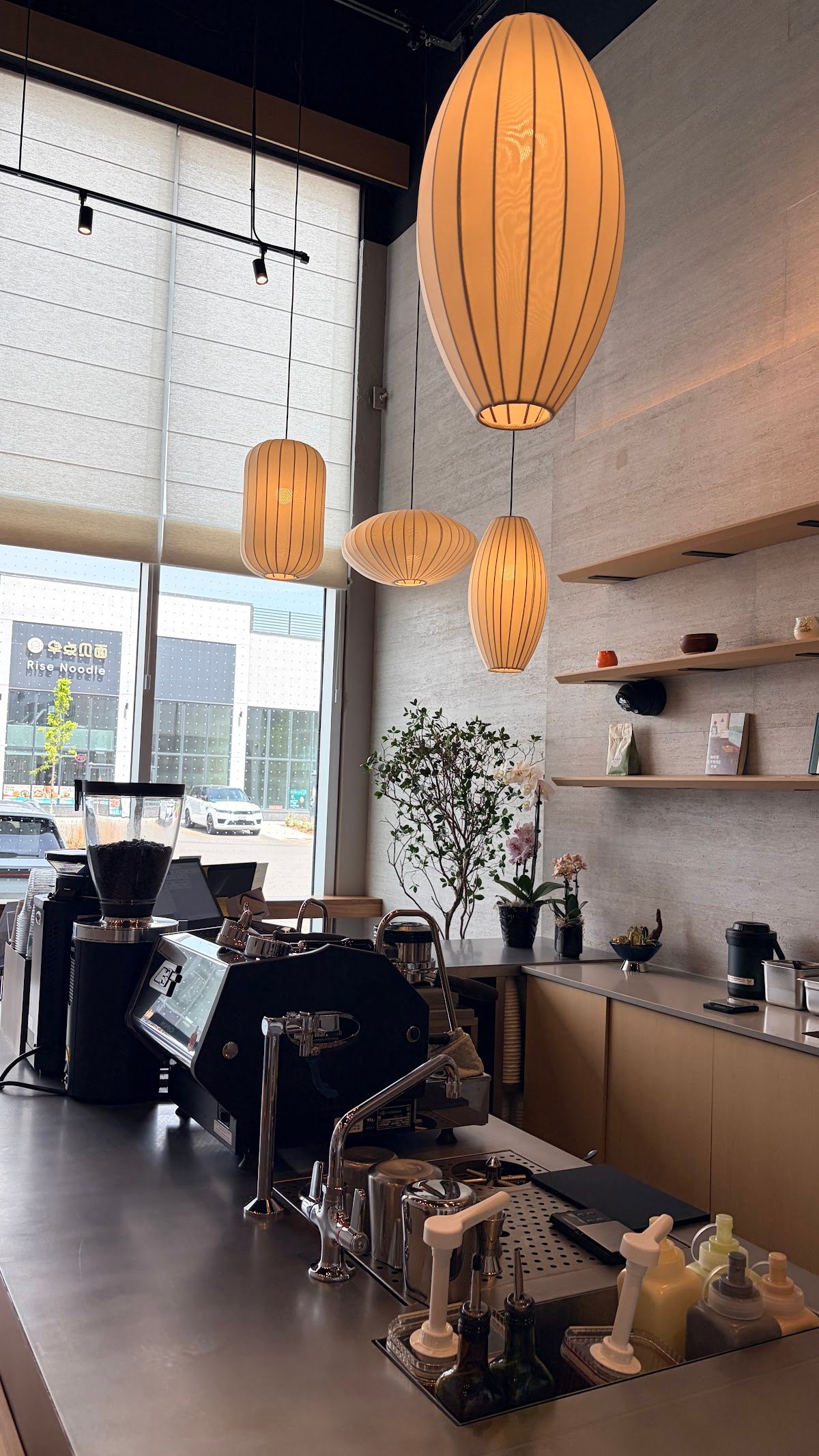 Interior of A.M. COFFEE LABORATORY, specialty coffee shop in Toronto
