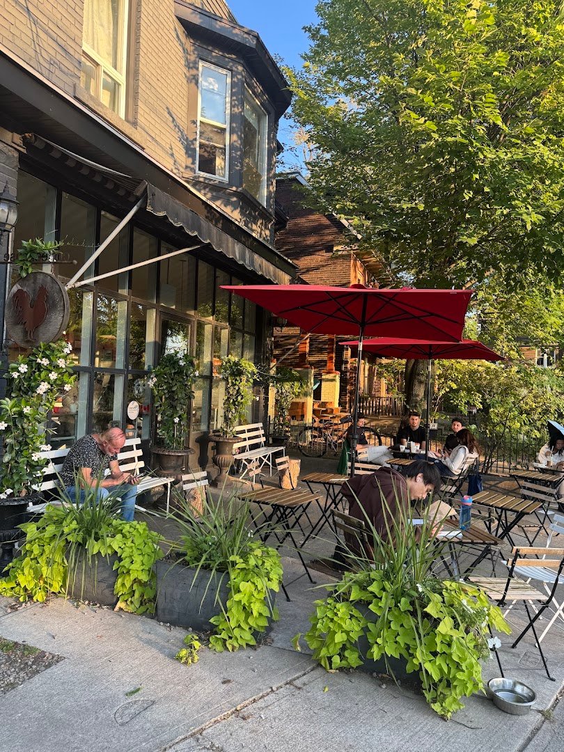 Storefront of Rooster Coffee House, specialty coffee shop in Toronto