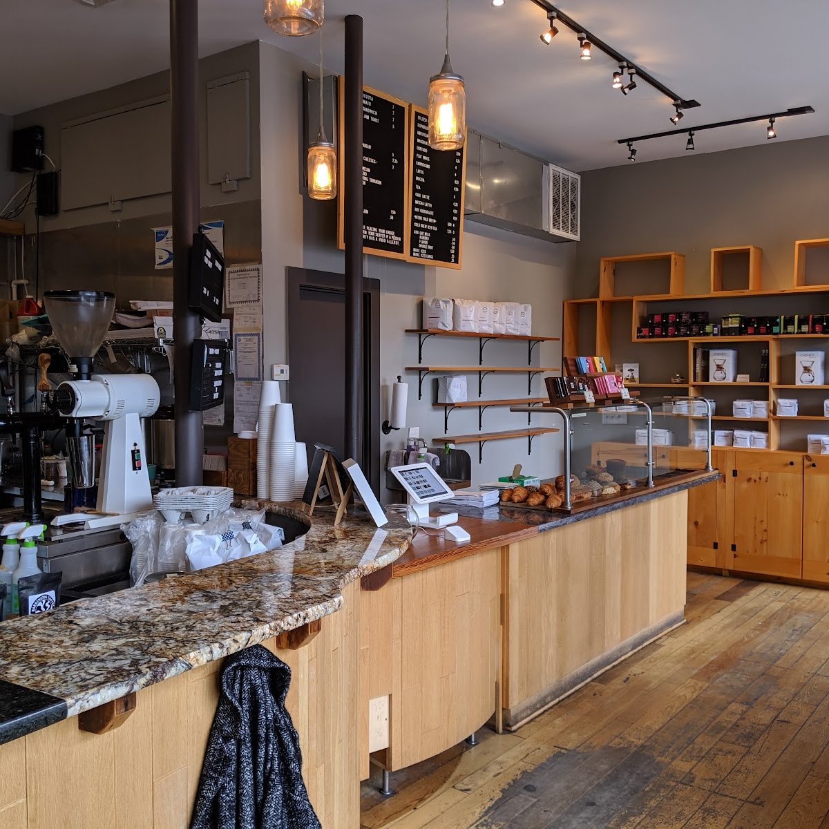 Interior of Nine Bar Espresso, specialty coffee shop in Boston