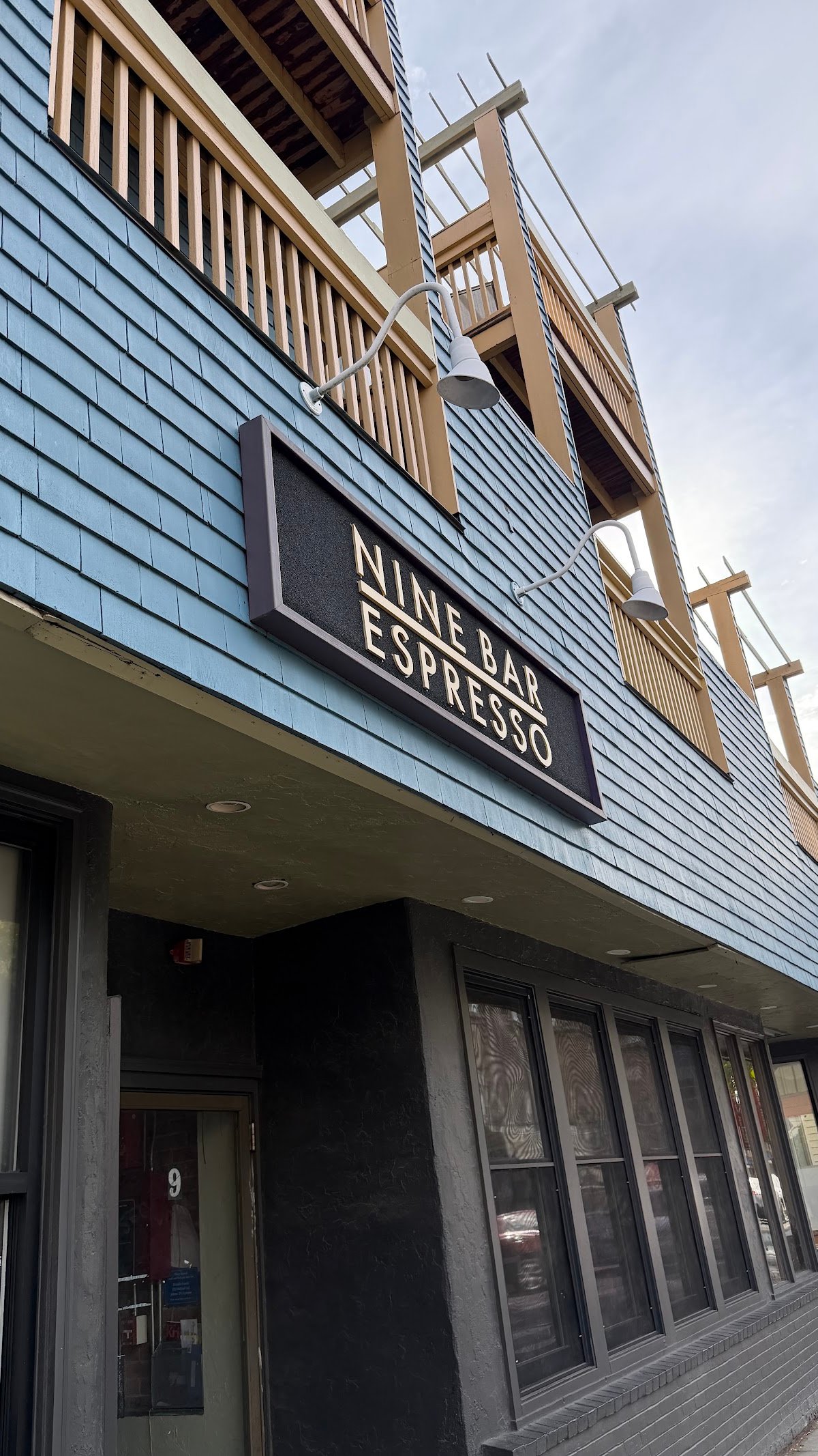 Storefront of Nine Bar Espresso, specialty coffee shop in Boston