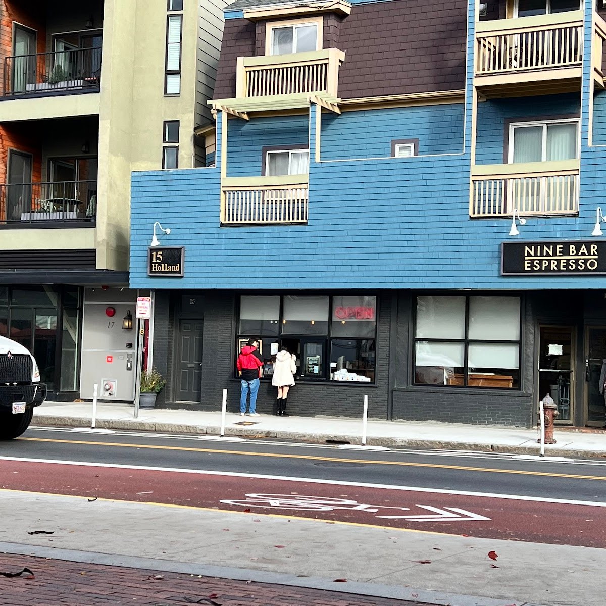 Storefront of Nine Bar Espresso, specialty coffee shop in Boston