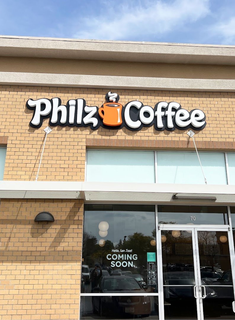 Storefront of Philz Coffee, specialty coffee shop in San Jose