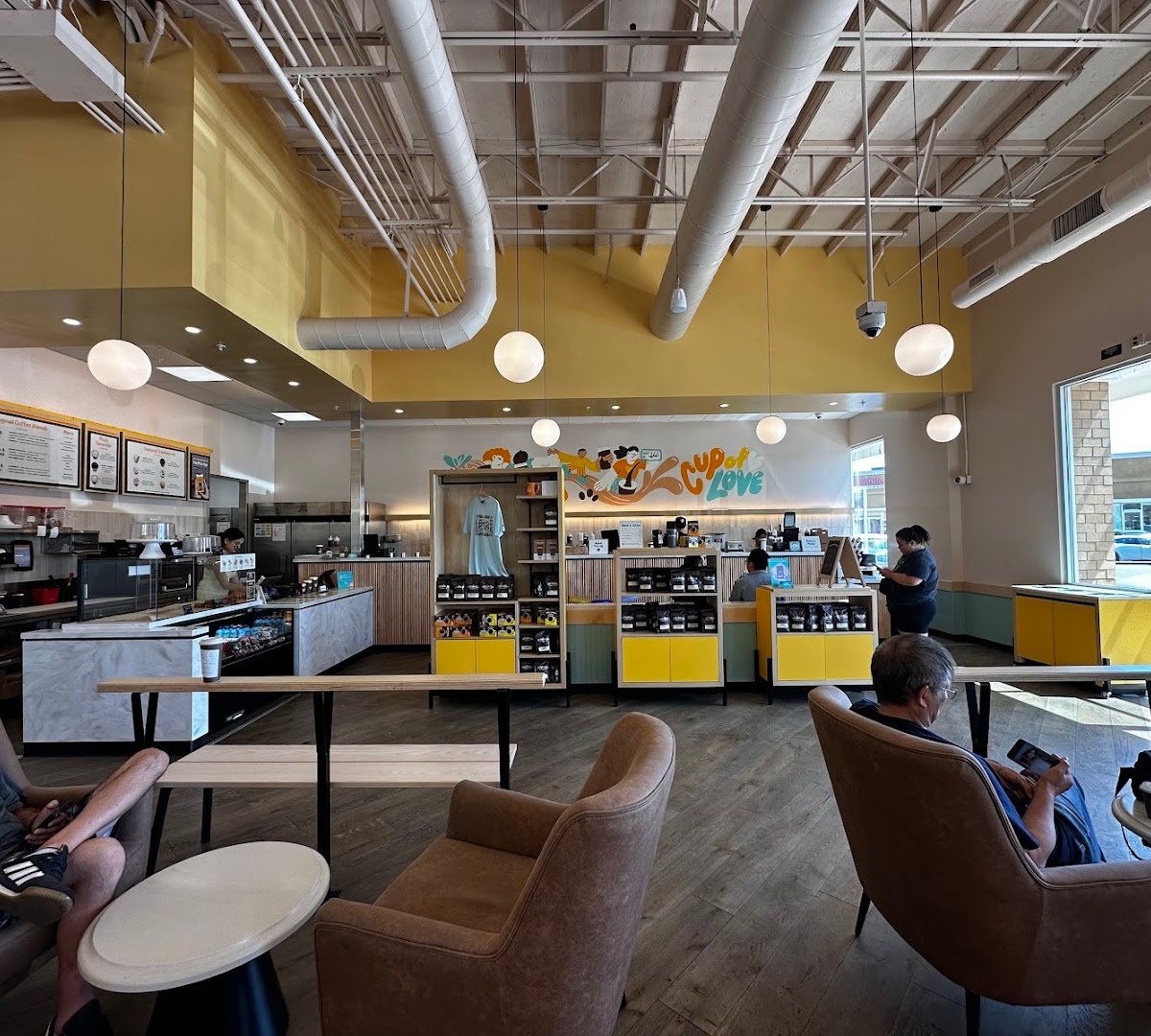 Interior of Philz Coffee, specialty coffee shop in San Jose