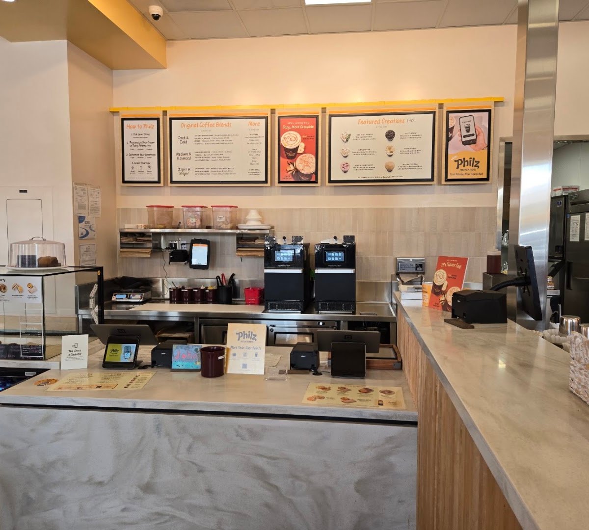 Interior of Philz Coffee, specialty coffee shop in San Jose