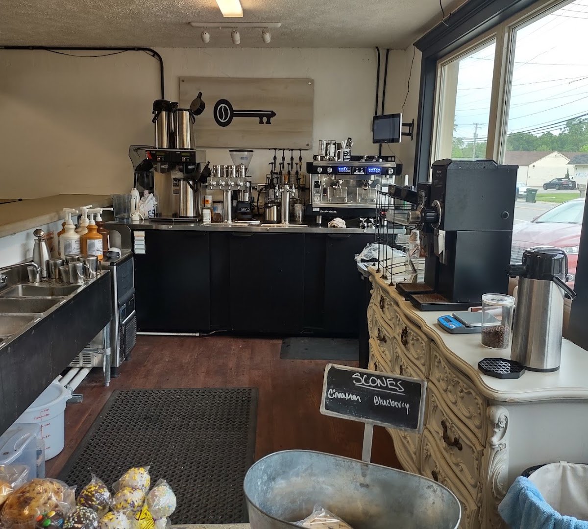 Interior of Black Key Coffee, specialty coffee shop in Cleveland