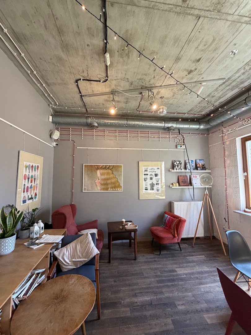 Interior of Cafe Plakatówka, specialty coffee shop in Warsaw