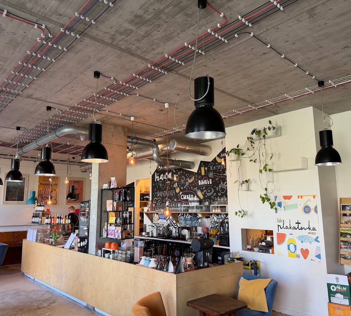 Interior of Cafe Plakatówka, specialty coffee shop in Warsaw