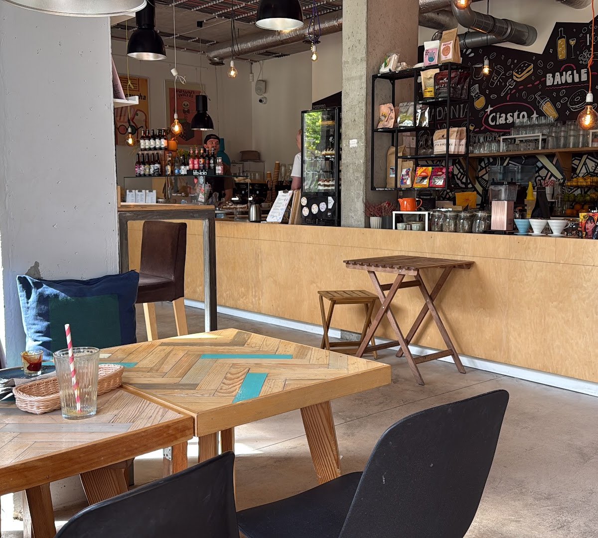 Interior of Cafe Plakatówka, specialty coffee shop in Warsaw