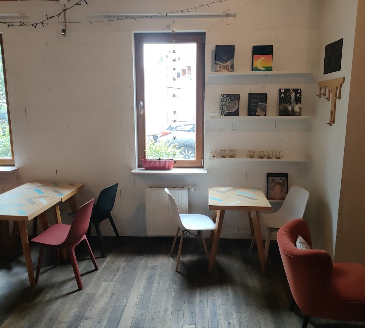 Interior of Cafe Plakatówka, specialty coffee shop in Warsaw