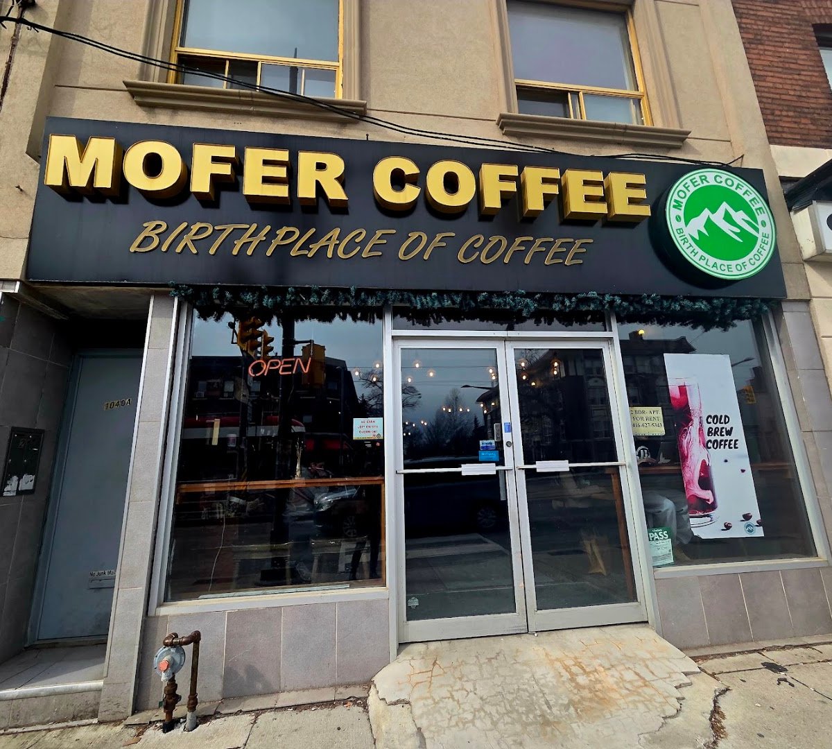 Storefront of Mofer Coffee St. Clair, specialty coffee shop in Toronto