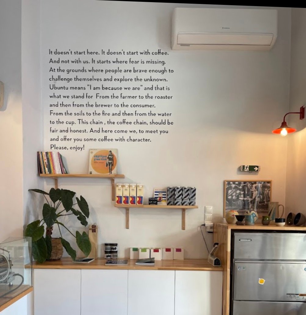Interior of Ubuntu, specialty coffee shop in Athens
