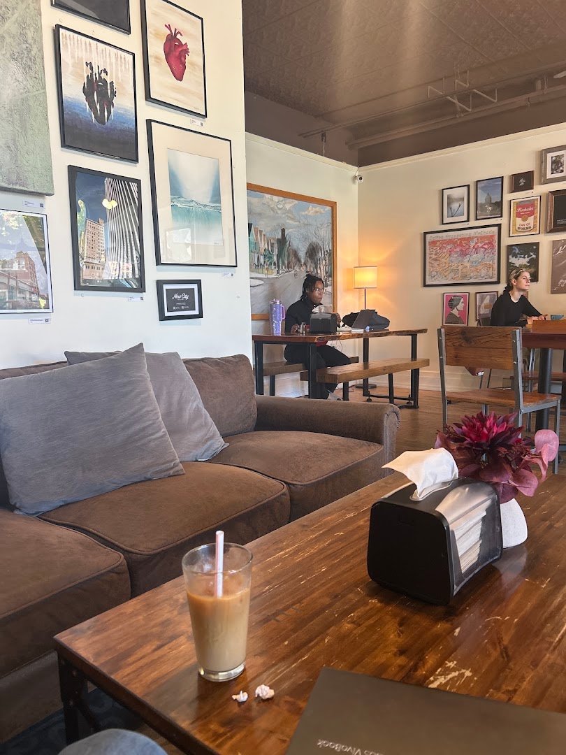 Interior of New City Cafe & Roastery, specialty coffee shop in Rochester