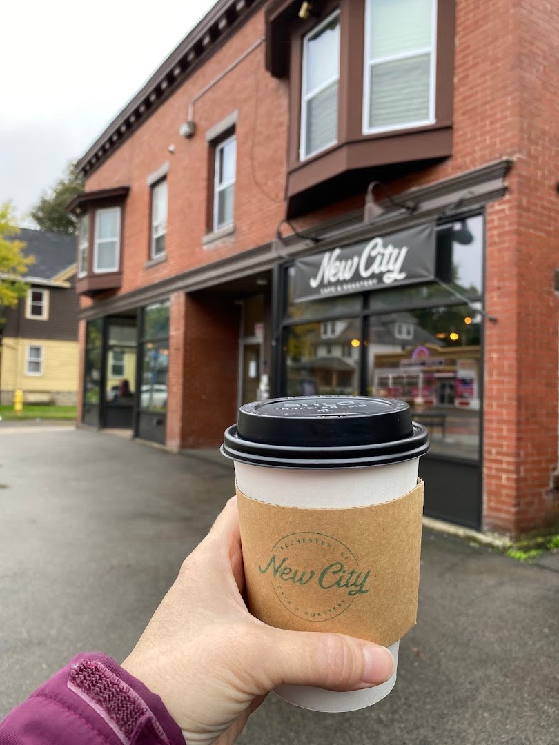 Storefront of New City Cafe & Roastery, specialty coffee shop in Rochester