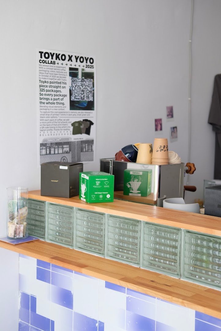 Interior of YoYo Coffee Roasters, specialty coffee shop in Belgrade