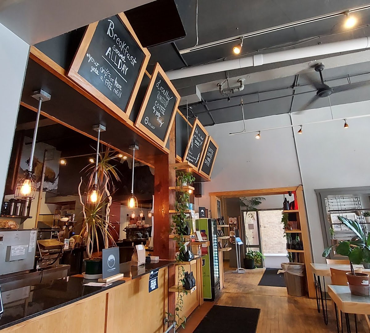 Interior of Corner Coffee, specialty coffee shop in Minneapolis