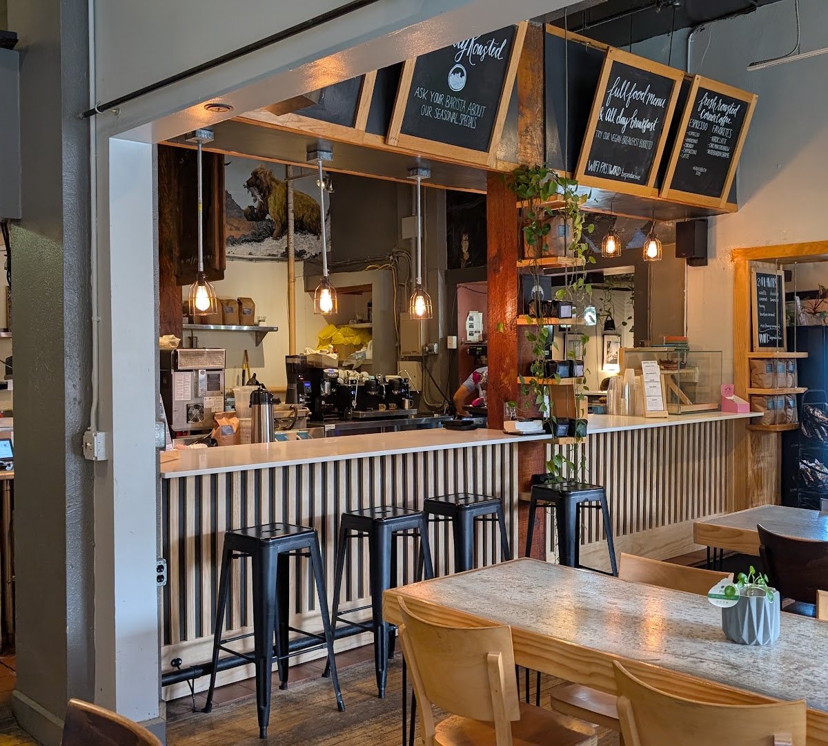 Interior of Corner Coffee, specialty coffee shop in Minneapolis