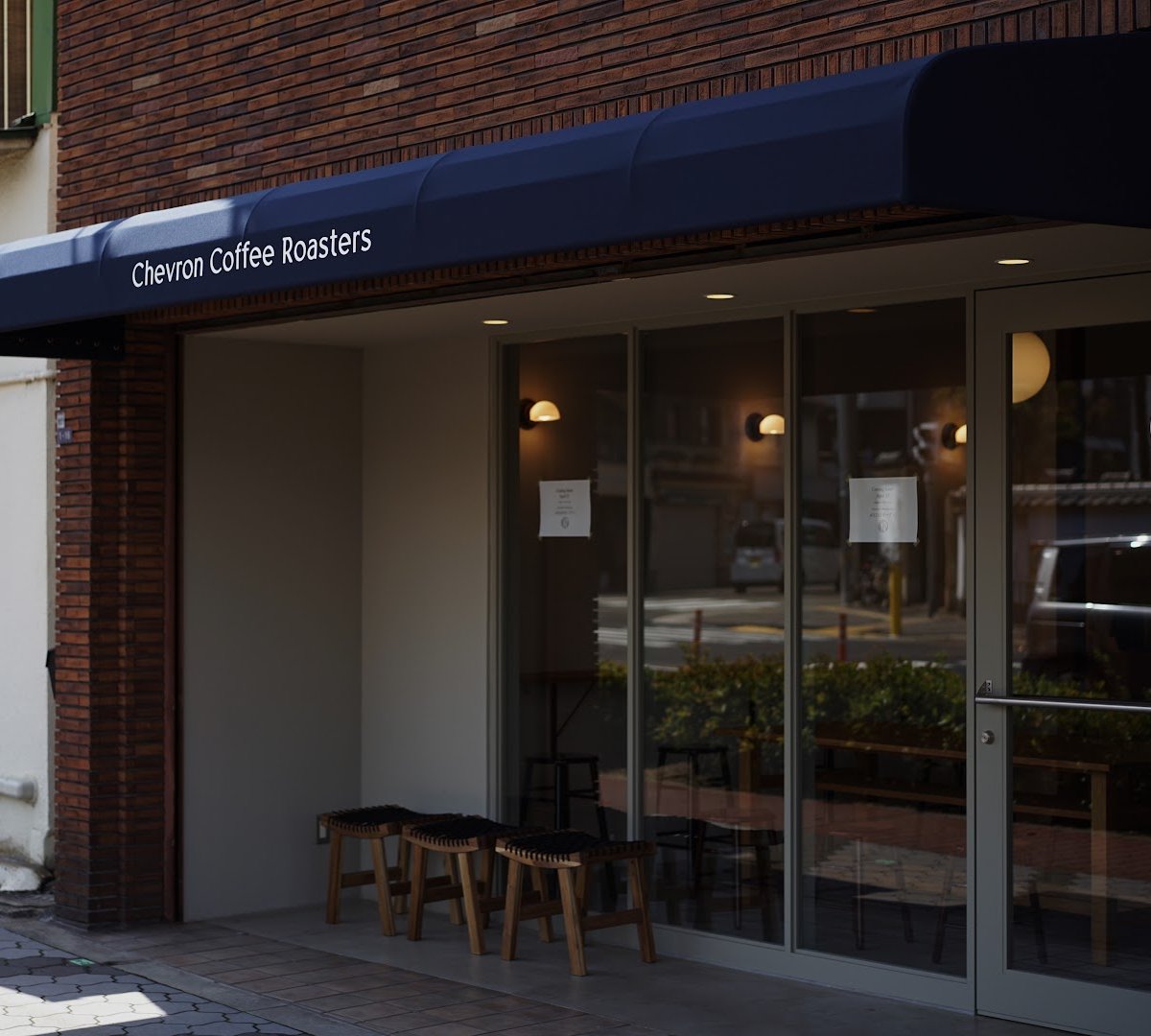 Storefront of Chevron, specialty coffee shop in Osaka