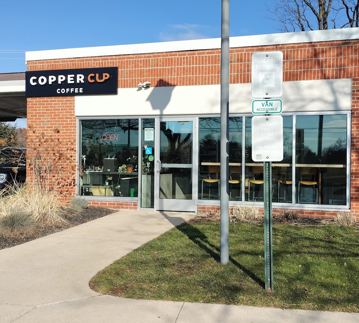 Storefront of Copper Cup Brickerville, specialty coffee shop in Lancaster