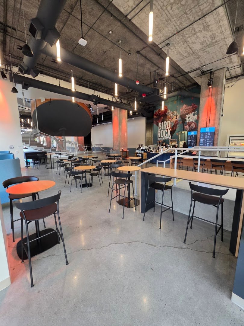 Interior of Bird Rock Coffee Roasters - Park & Market, specialty coffee shop in San Diego