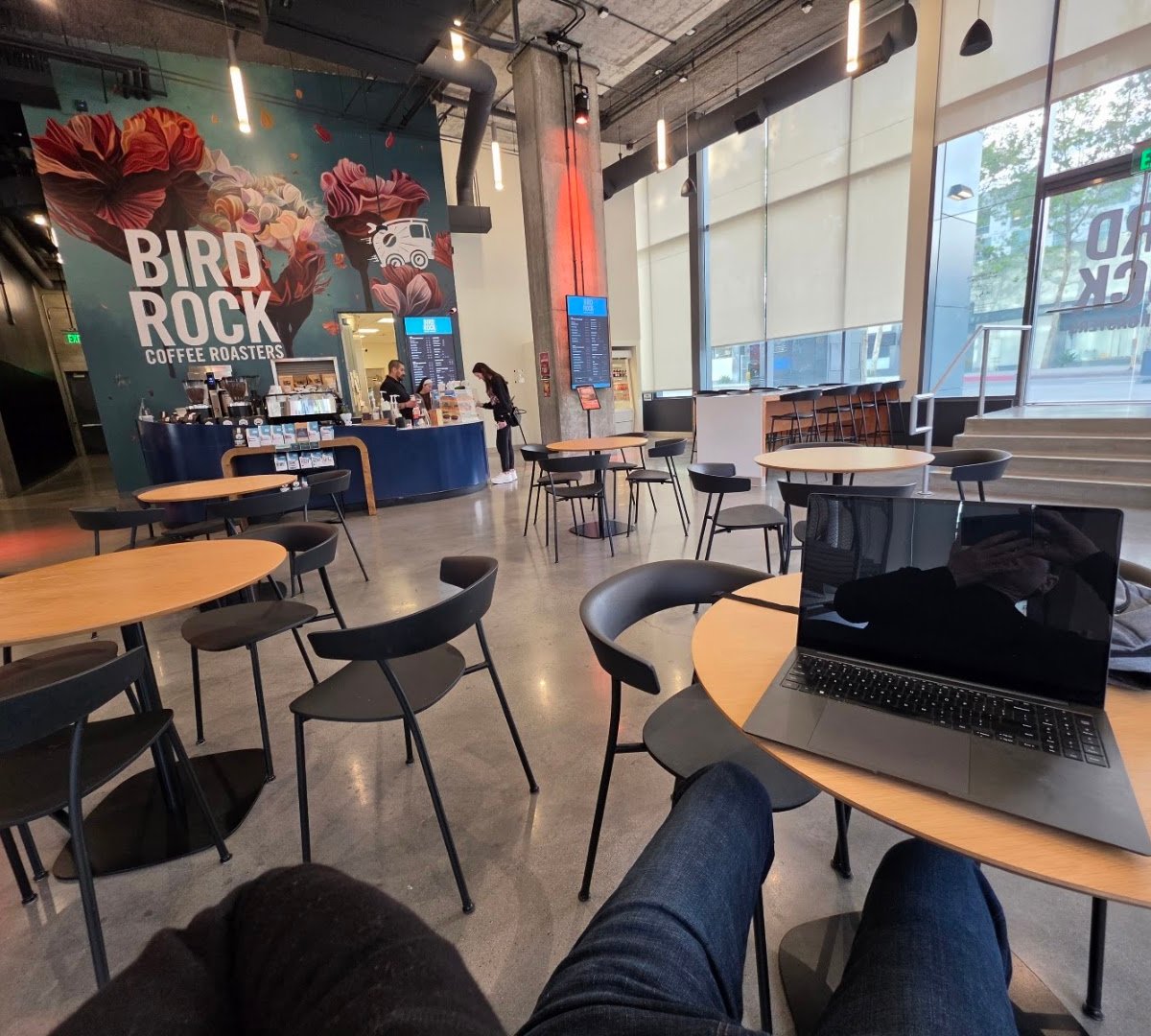 Interior of Bird Rock Coffee Roasters - Park & Market, specialty coffee shop in San Diego