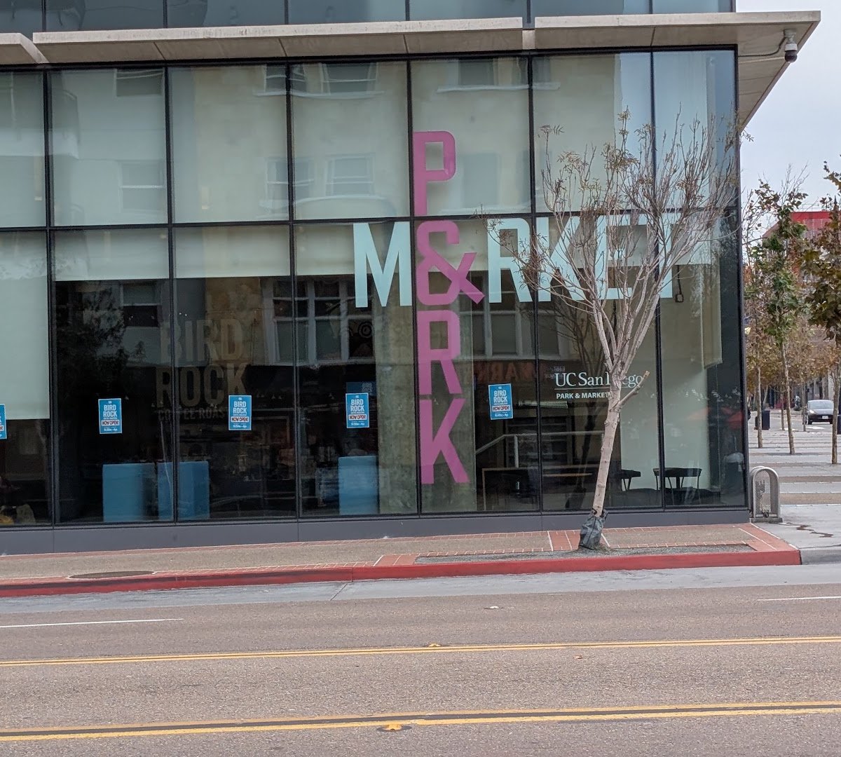 Storefront of Bird Rock Coffee Roasters - Park & Market, specialty coffee shop in San Diego