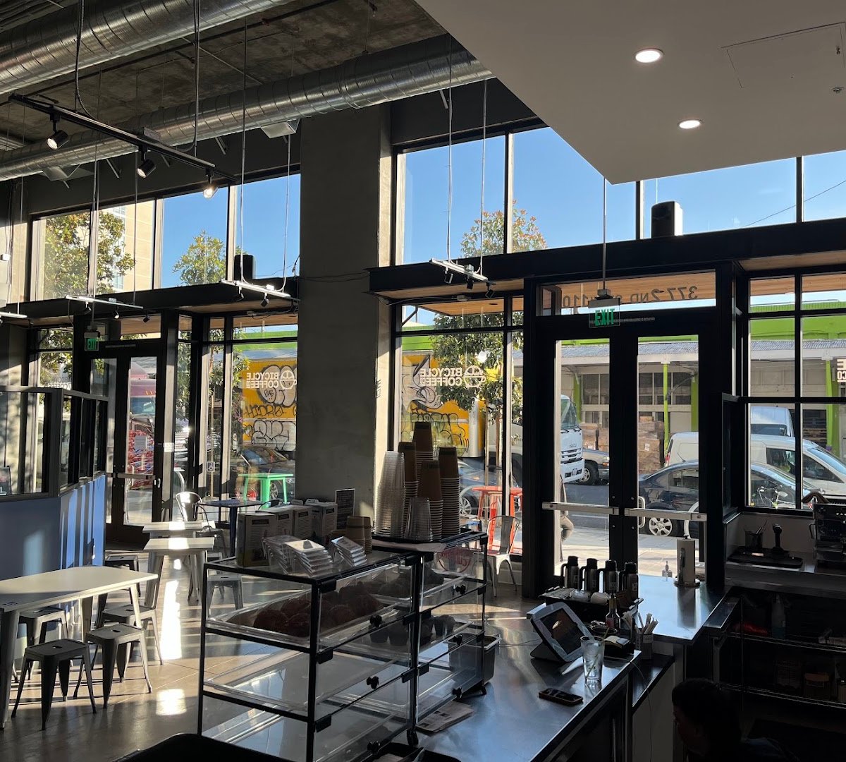 Interior of Bicycle Coffee, specialty coffee shop in Oakland