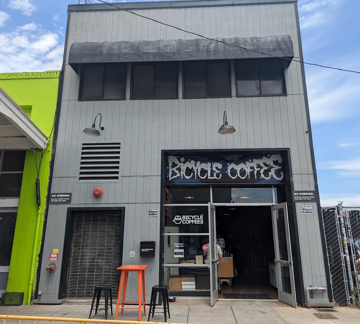 Storefront of Bicycle Coffee, specialty coffee shop in Oakland