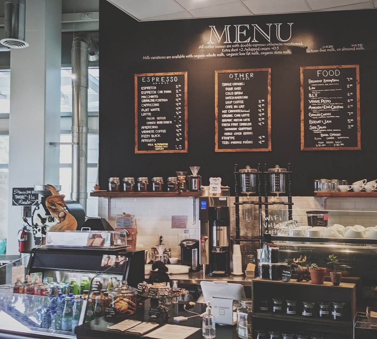 Interior of Voltaire Coffee Roasters, specialty coffee shop in San Jose