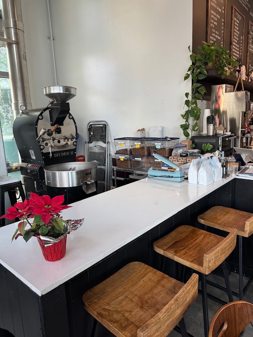 Interior of Voltaire Coffee Roasters, specialty coffee shop in San Jose