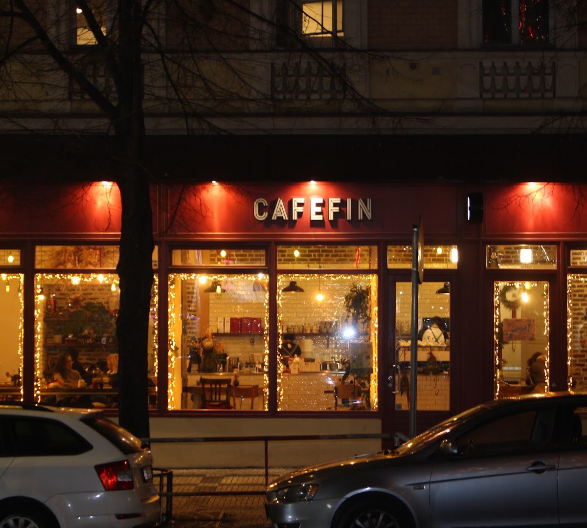 Storefront of Cafefin coffee, specialty coffee shop in Prague