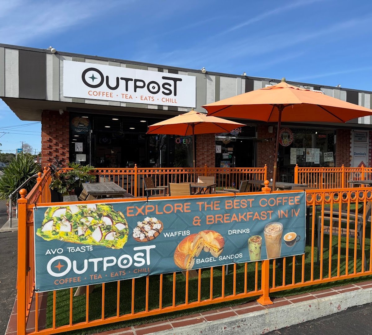 Storefront of Outpost Coffee & Kitchen, specialty coffee shop in Santa Barbara