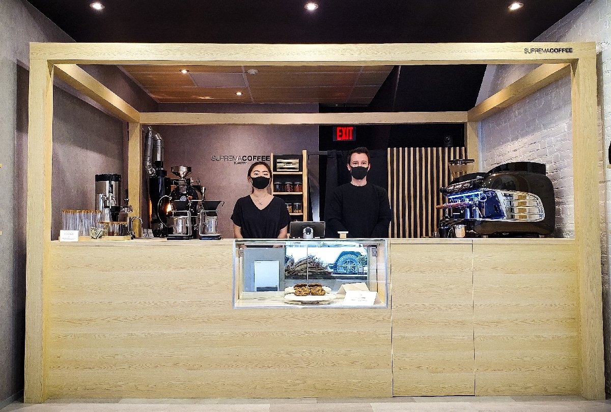 Interior of Suprema Coffee Roastery, specialty coffee shop in Philadelphia