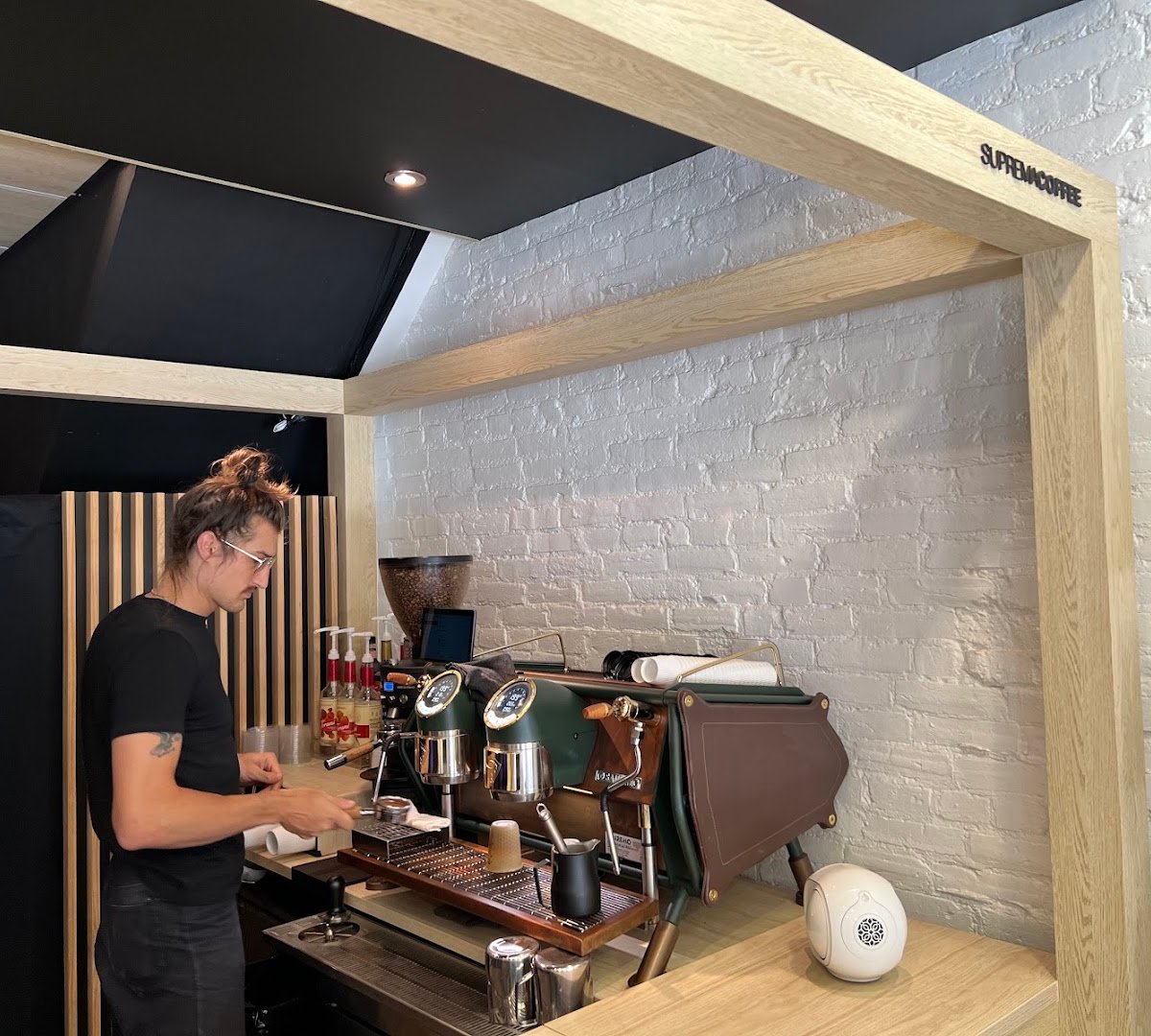Interior of Suprema Coffee Roastery, specialty coffee shop in Philadelphia