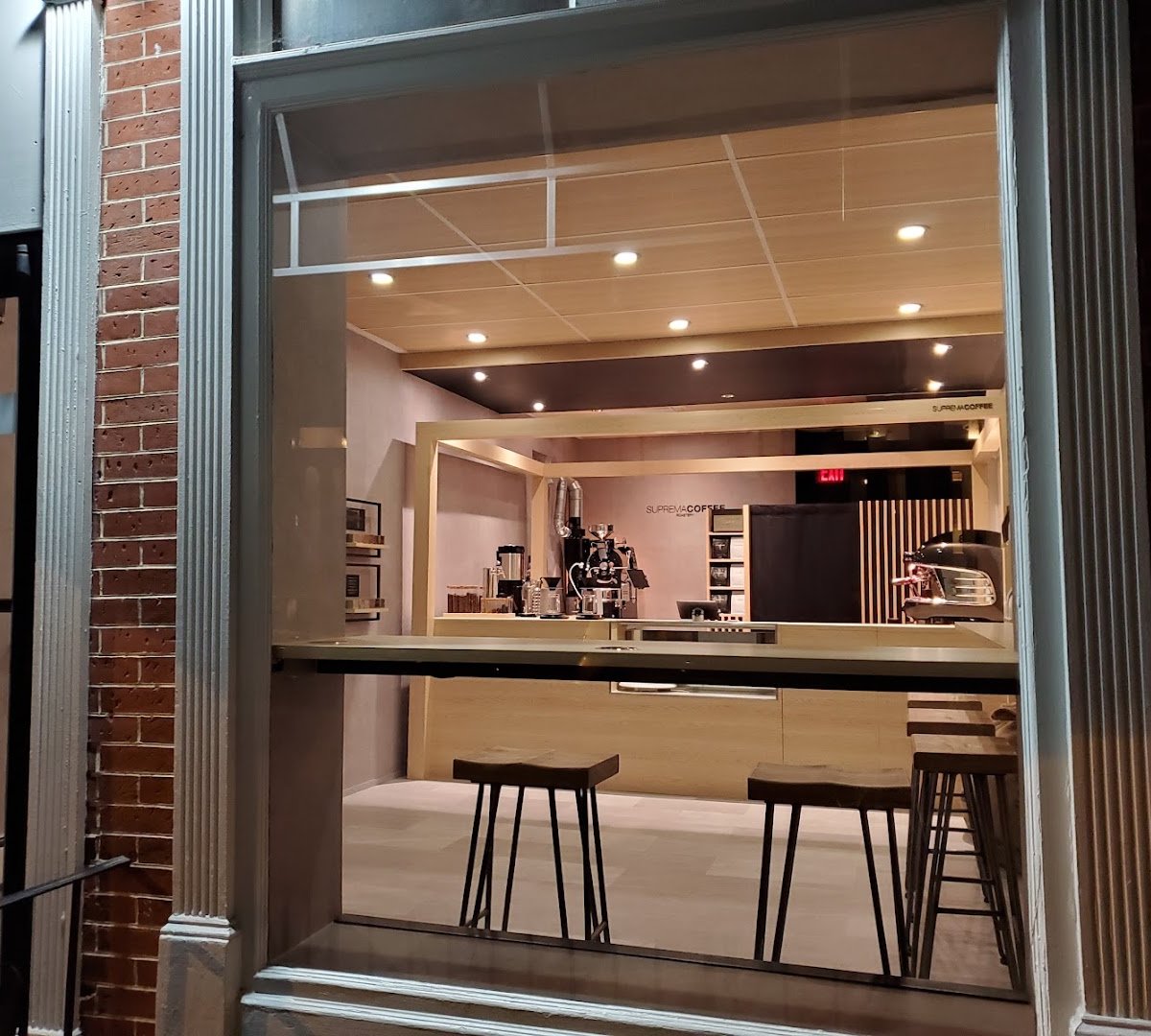 Interior of Suprema Coffee Roastery, specialty coffee shop in Philadelphia