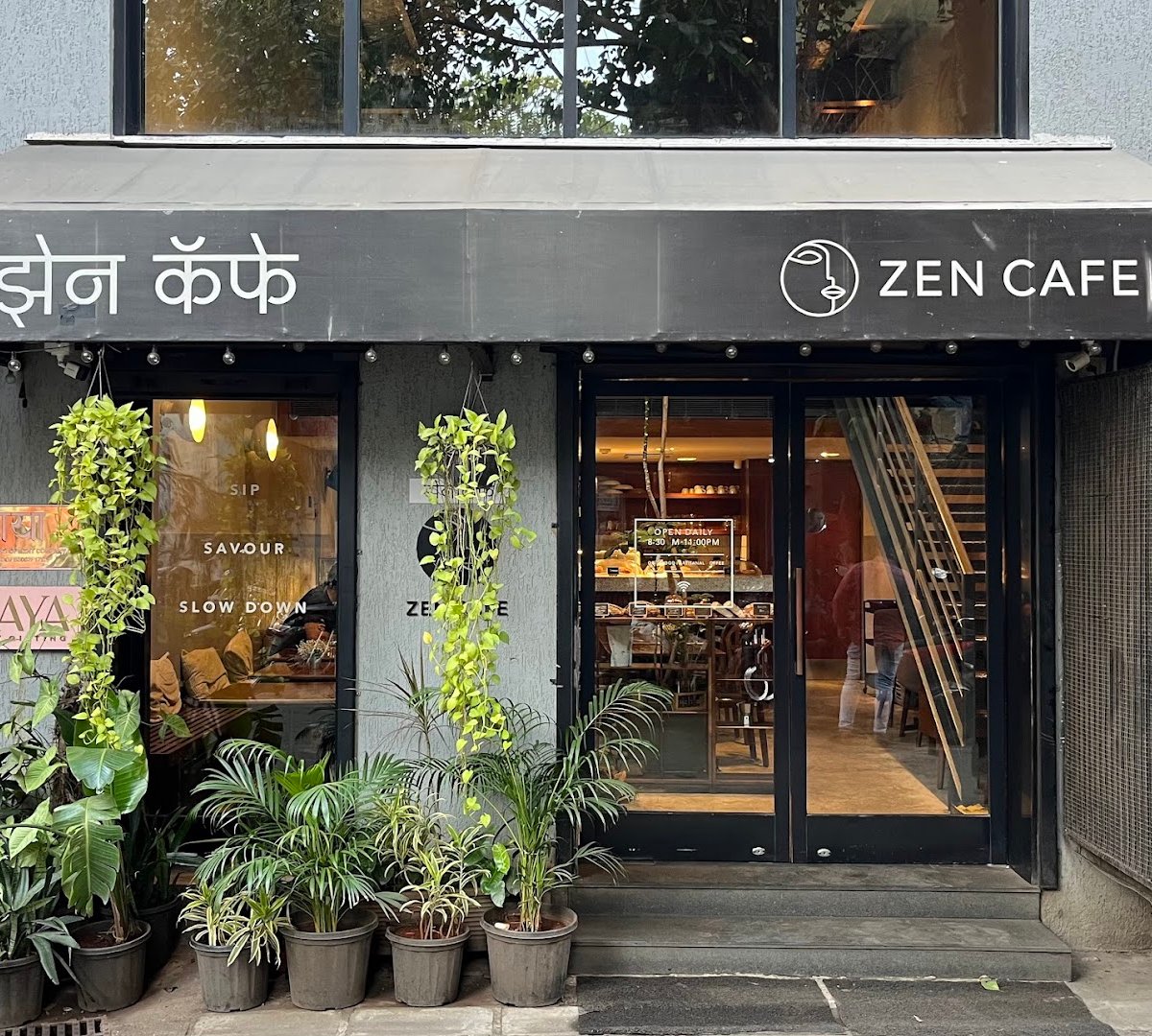 Storefront of Zen Cafe, specialty coffee shop in Mumbai