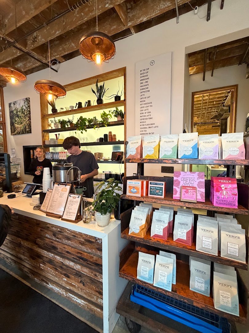 Interior of Verve Coffee Roasters, specialty coffee shop in Santa Cruz