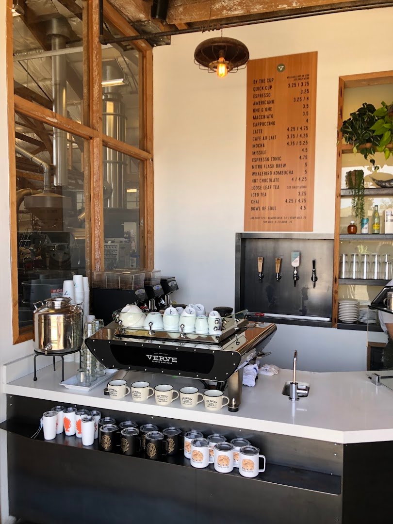 Interior of Verve Coffee Roasters, specialty coffee shop in Santa Cruz