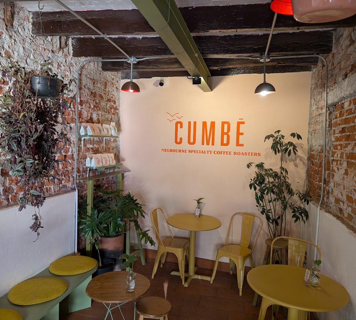 Interior of CUMBÉ Coffee Roasters, specialty coffee shop in Mexico City