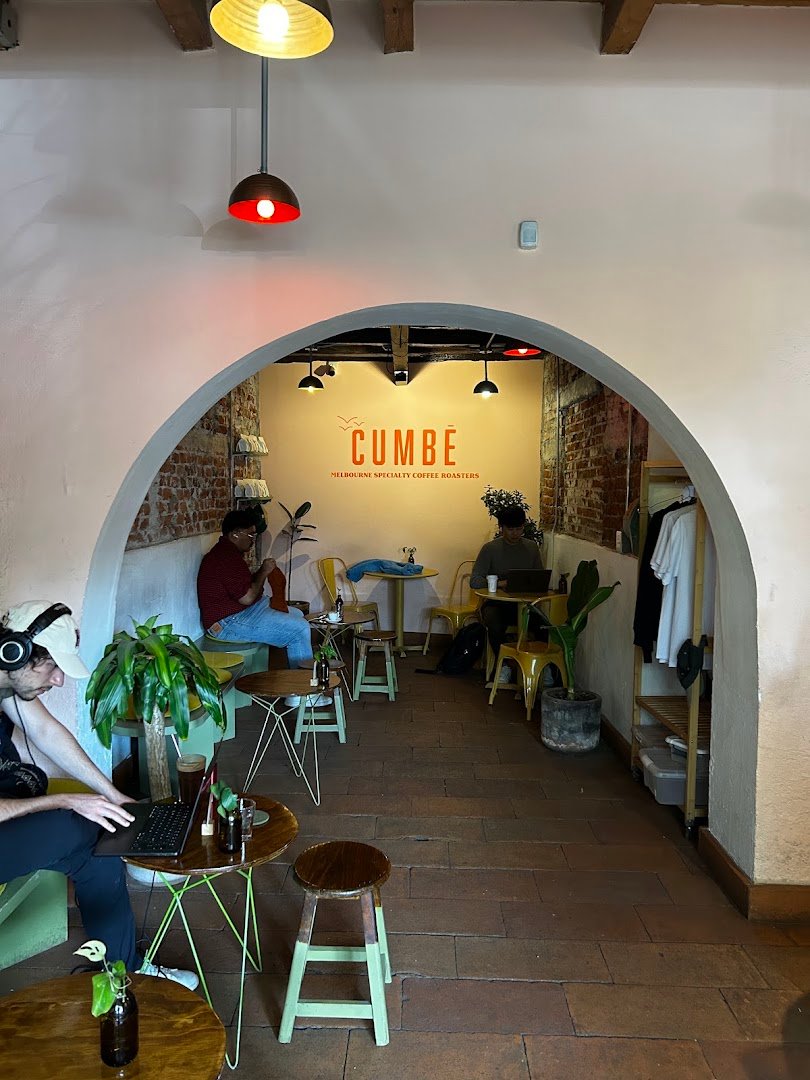 Interior of CUMBÉ Coffee Roasters, specialty coffee shop in Mexico City