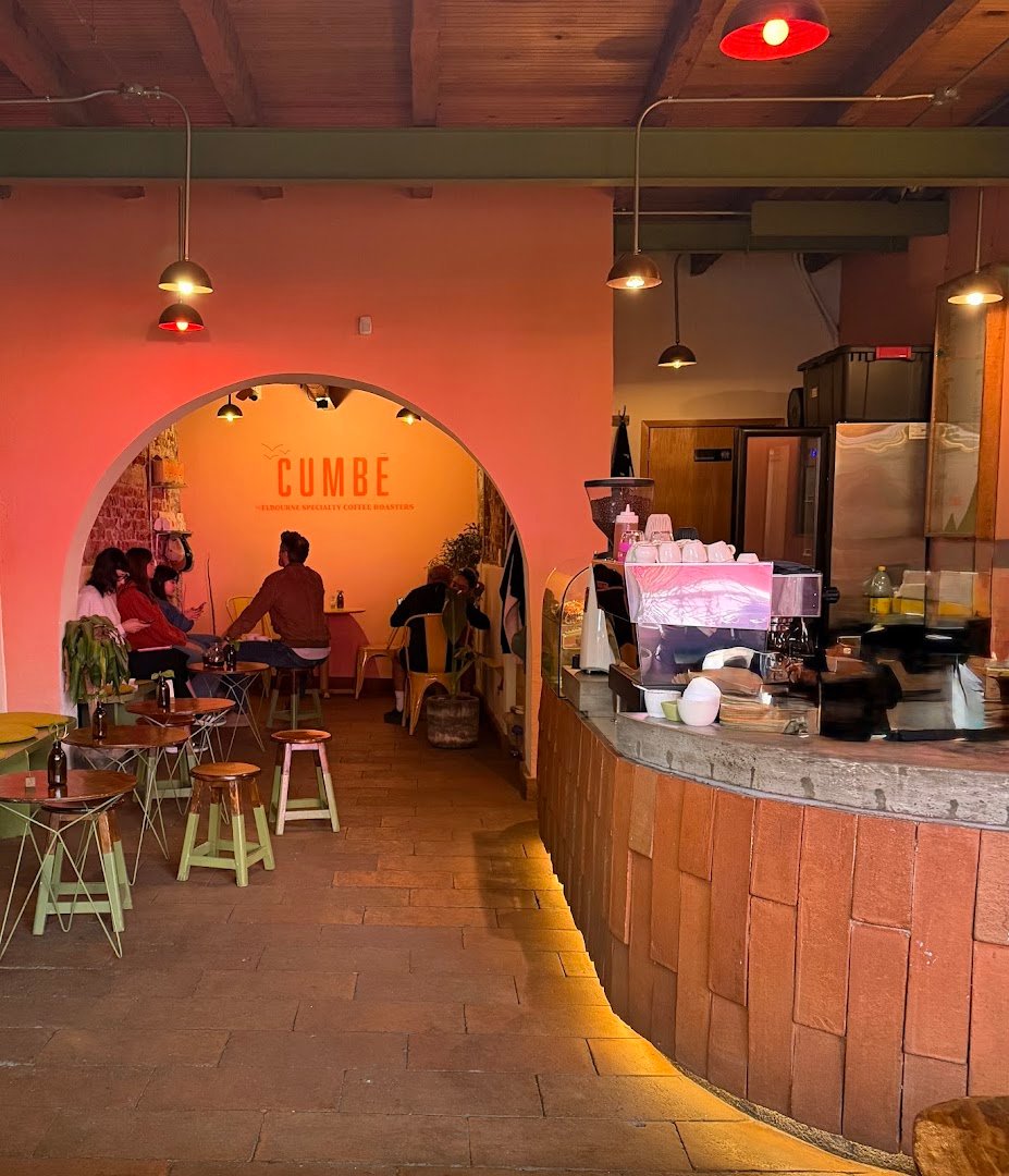 Interior of CUMBÉ Coffee Roasters, specialty coffee shop in Mexico City