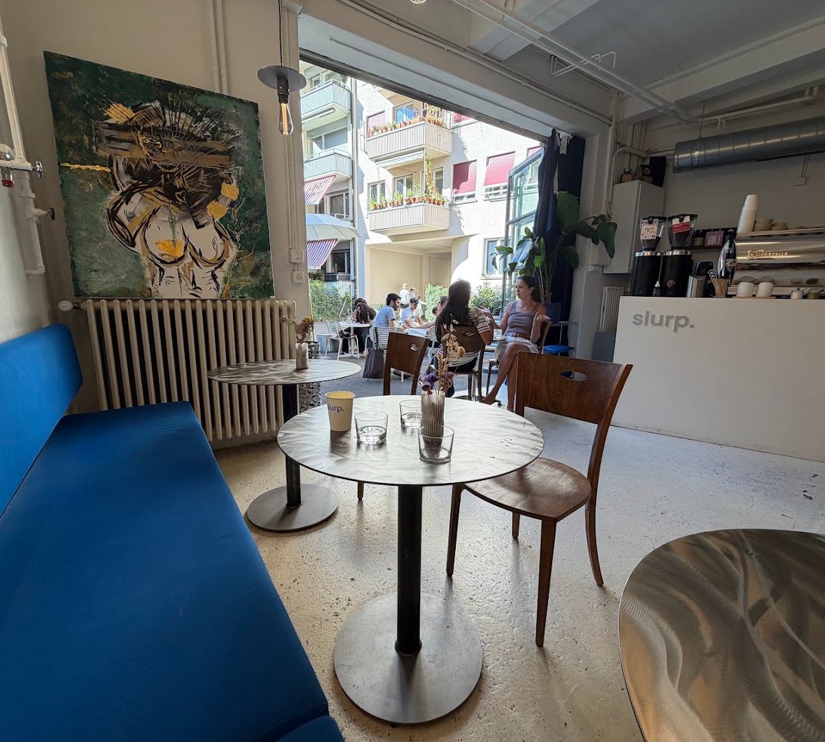 Interior of slurp., specialty coffee shop in Zurich