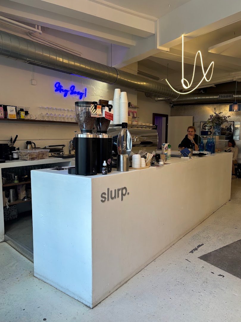 Interior of slurp., specialty coffee shop in Zurich
