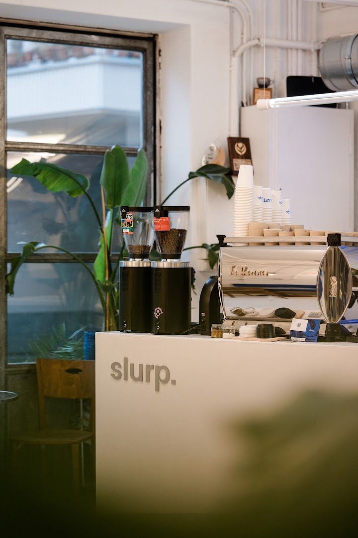 Interior of slurp., specialty coffee shop in Zurich