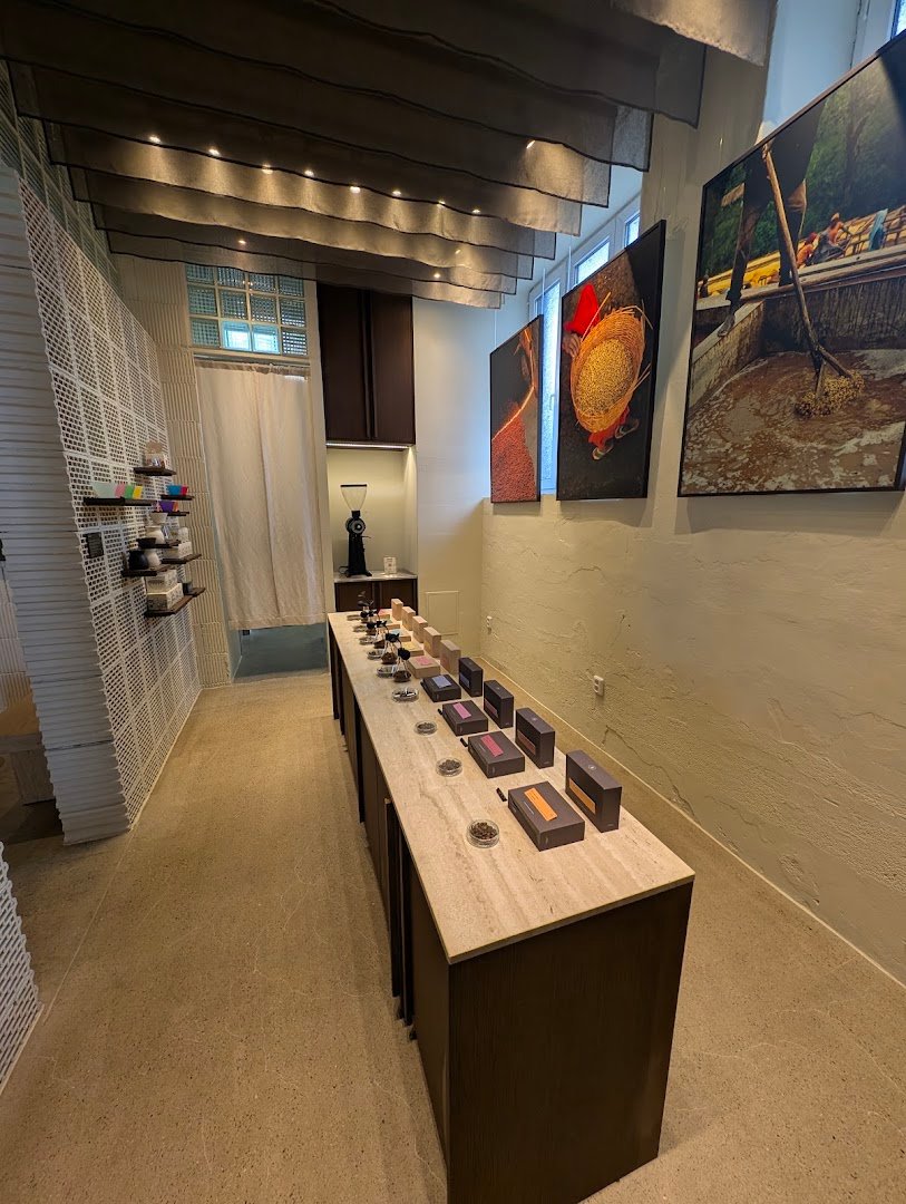 Interior of Pleiku Coffee, specialty coffee shop in Prague